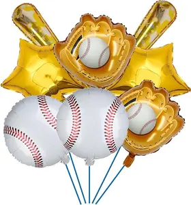 8PCS Baseball Balloons Baseball Foil Mylar Balloons Baseball Glove Jumbo Balloons 30 Inch Baseball Bat Balloons for Birthday Sports Theme Party Decoration