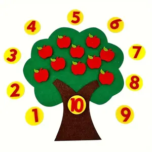Digital Felt Tree Board Addition Subtraction Math Game Teaching Toy, Table Math Games, Kindergarten Number Counting Apple Tree Match Game for Preschool Learning Math Learning Tools