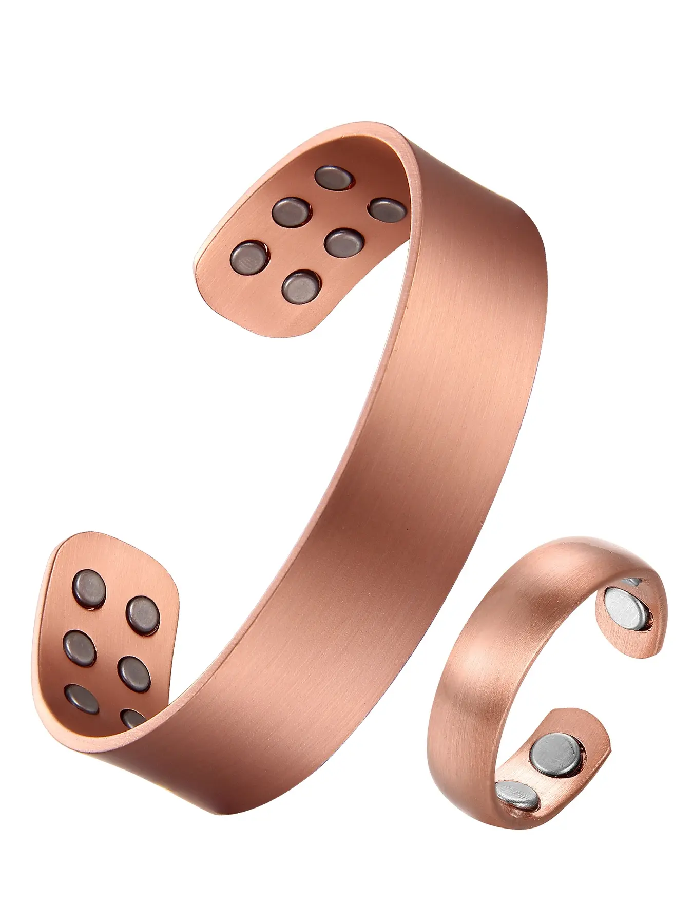 Magnetic Copper Bracelet & Ring Set, 3500 Gauss Magnet, Magnetic Therapy Jewelry, Simple Design Gift for Men Women, Wearable