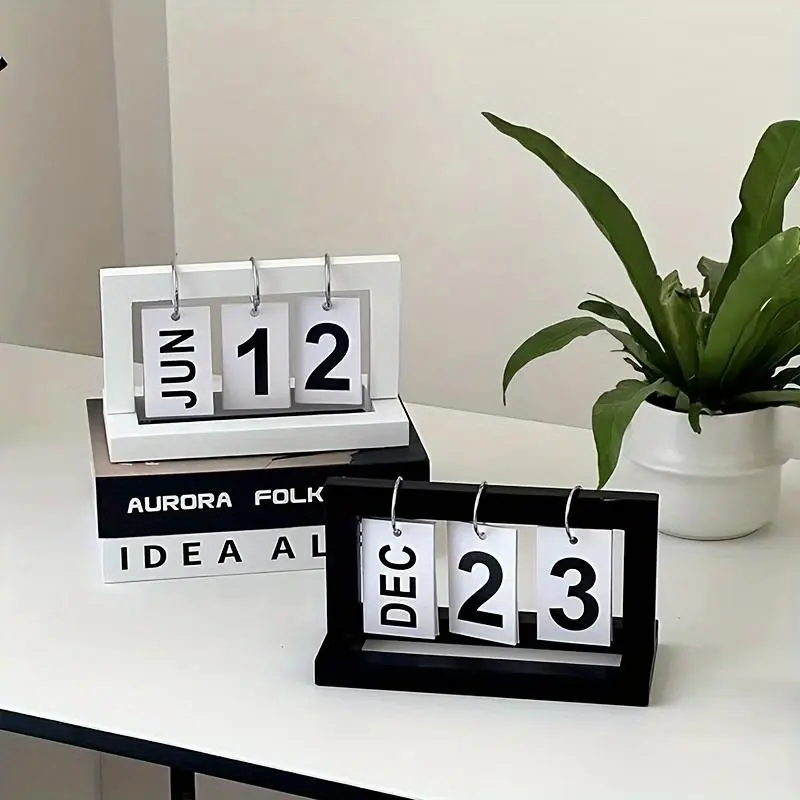 Creative Simple Flip Calendar, Modern Desktop Date Display, Weekly Monthly Flip Design, Home Office Decoration, Aesthetic Office Supplies, Arabic Language, Desk Decor, Perfect Christmas/New Years Gift, Office Organizer