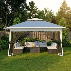 Canopy Tent 12×12 ft – Pop‑Up Gazebo with One‑Push Setup, 4 Sandbags, Mosquito Netting & Height Adjustable – Ideal for Backyard Parties & BBQs
