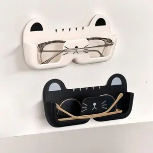 Wall-Mounted Sunglasses Storage Box, Organiser, Cute Cat-Shaped Eyeglass Holder, Space-Saving Display Rack, No-Drill Design, Home Decor, Adjustable Storage Shelf
