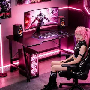 40 Inch Ergonomic A-Shape Carbon Fiber Gaming Desk Compact Home Office Workstation with Cable Management for Small Spaces Gamer Stuff Desks for Gaming Black tiktokshopspringglowup outdoorfun, Gaming Chair