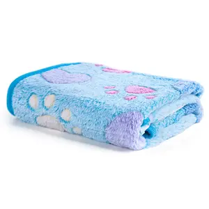 Cute Paw & Heart Pattern Pet Soft Blanket, Warm Pet Blanket For Dog & Cat Bed Mats, Puppy Blanket