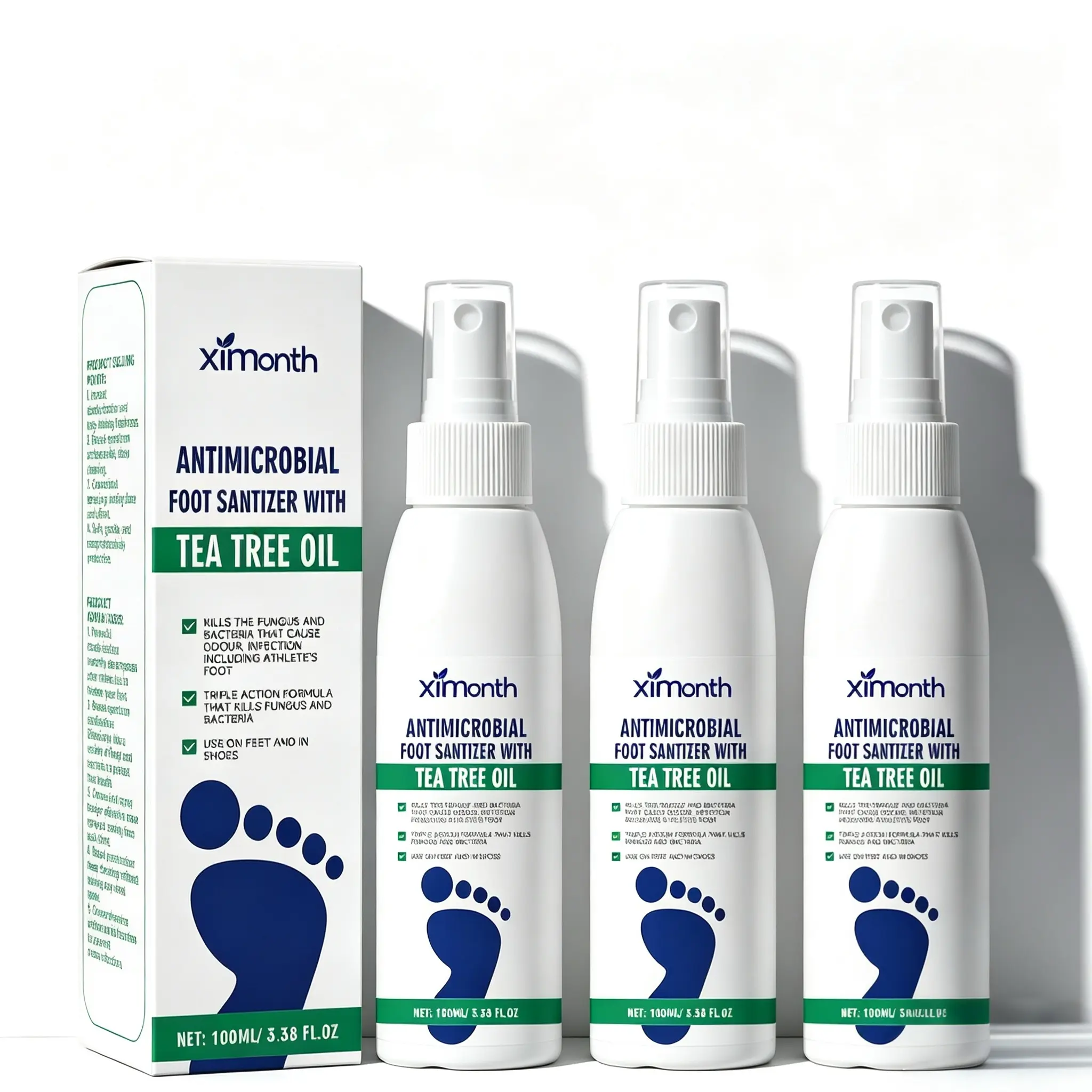 3-Pack Tea Tree Oil Foot Spray Cracked Heel Repair 100ml Fast-Absorbing Formula aloe vera long-lasting disinfectant Foot Spray Fight Odor Control Hydrating Mist Dry Feet Daily Foot Care Therapy Foot Sanitizer Antimicrobial, Moisturizer, Hydrate
