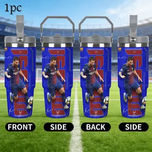 1pc Lionel Messi Fc Barcelona Themed Travel Cup, Stainless Steel Insulated Travel Drinkware Water Bottle, 30oz Portable Design, Ideal Gift for Fans