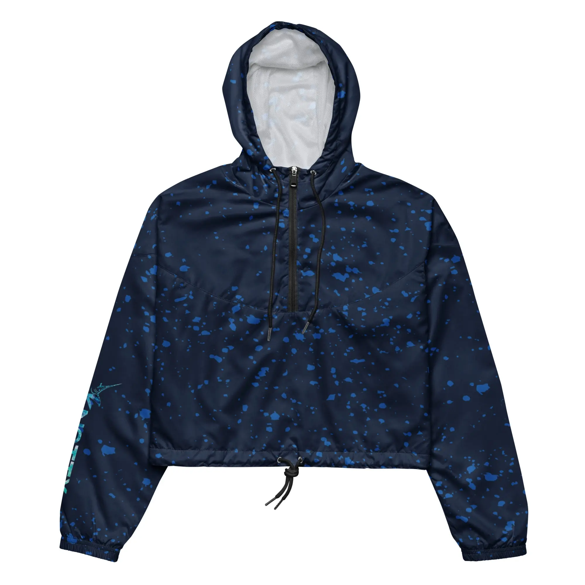 Blue Mahi-mahi Dolphin Women’s Cropped Windbreaker Jacket - Lightweight Waterproof Style