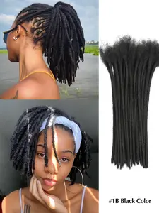 Dreadlock Extension Permanent Human Hair Handmade Crochet Locs 10 Strands/Bundle for Daily Hip-Hop Styles For MenWomen