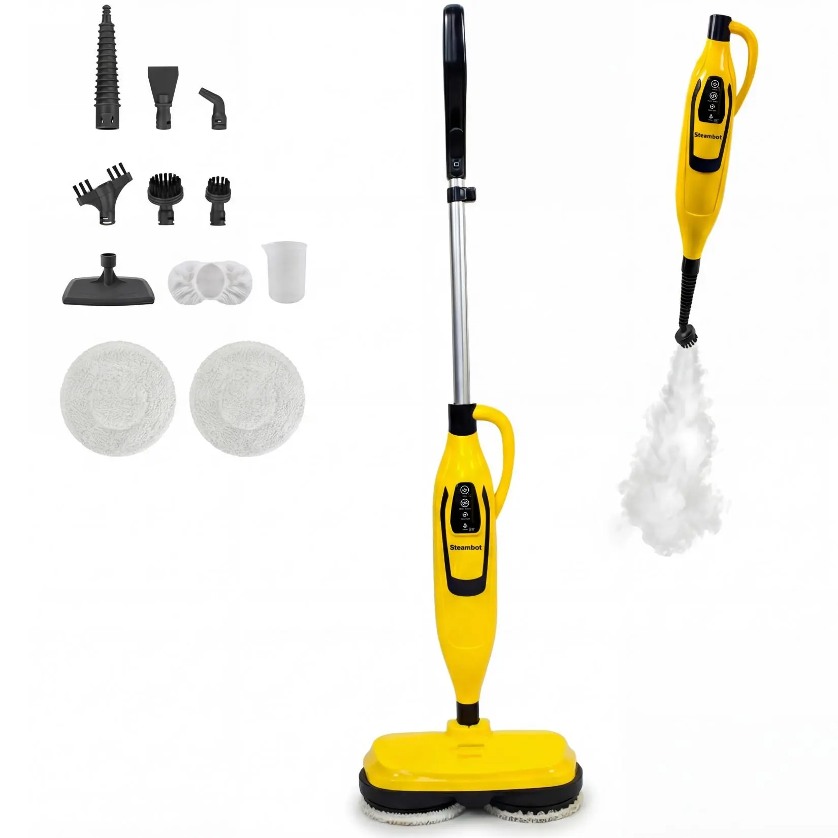 SummerSale Steambot XL Portable Multifunction Handheld Electric Steam Mop - Cleaning Floor Mop with Detachable Parts, High-Pressure Steam Cleaner, Fingertip Control, High-Speed Spin for Hard Floors, Tile Grout