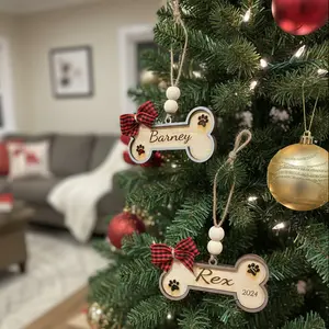 Personalized Dog Bone Ornament – Custom Pet Name Christmas Keepsake