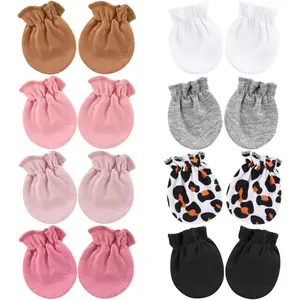 8-Pack Anti-Scratch Baby Mittens, Soft Breathable Cotton Gloves with Stretch Cuffs, Gentle Hand Covers for Newborn Boys & Girls, Infant Protection 0–6 Months