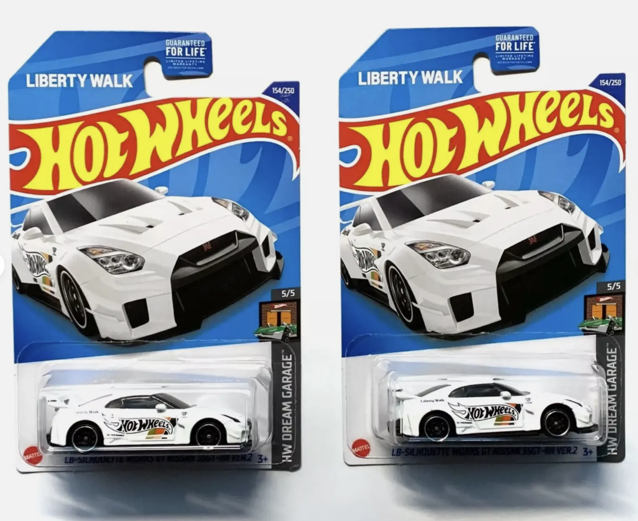 2 Hot Wheels JDM Liberty Walk Nissan GTR R35 White LB Silhouette Works LBWK 154/250 JDM SET