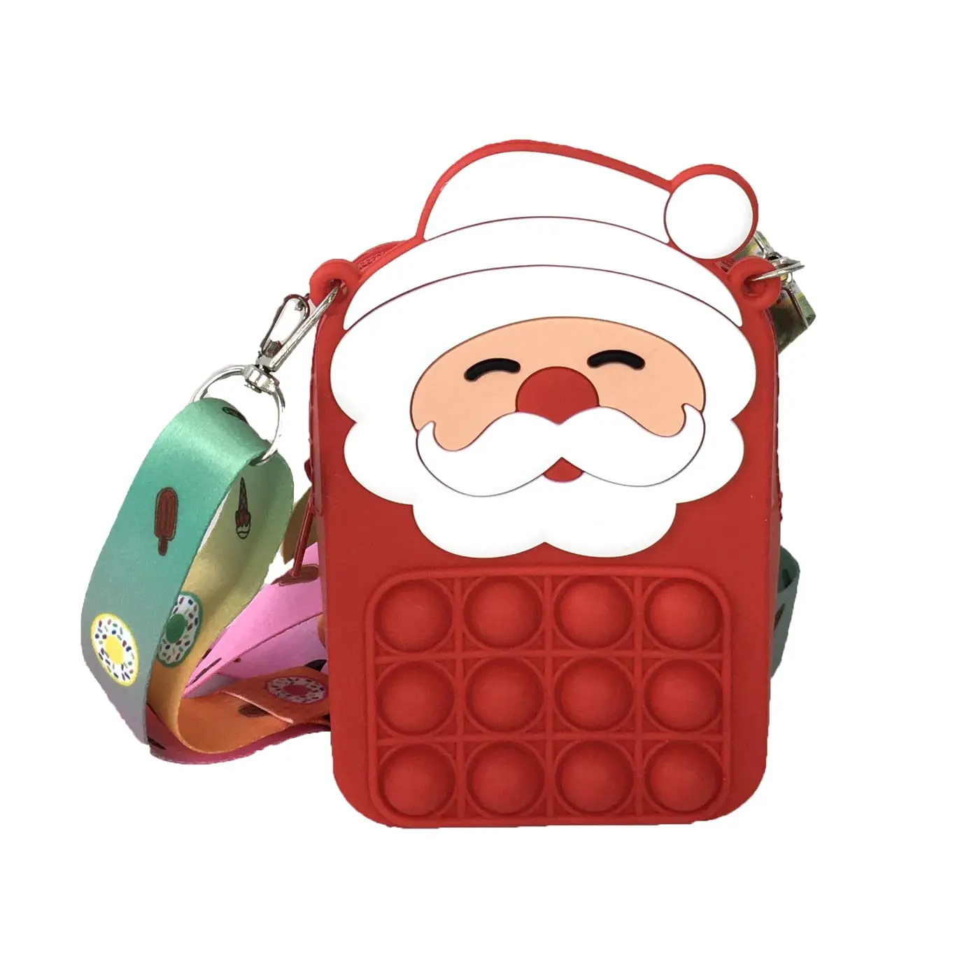 Fashion Culture Women's Chic Santa Bubble Texture Micro Purse, Crossbody Coin Bag with Attachable Clip Charm, Holiday Stocking Stuffer, Micro Purses, Fashionable Bags