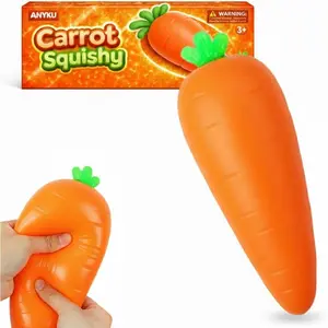 Carrot Squishy, Squishy Strawberry Dragon Fruit Realistic Model Giant Carrot Stress Relief Toy Moldable Slow Rise Relaxing Sensory Fidget Stress Ball for Easter Basket Stuffers Gifts(Carrot)