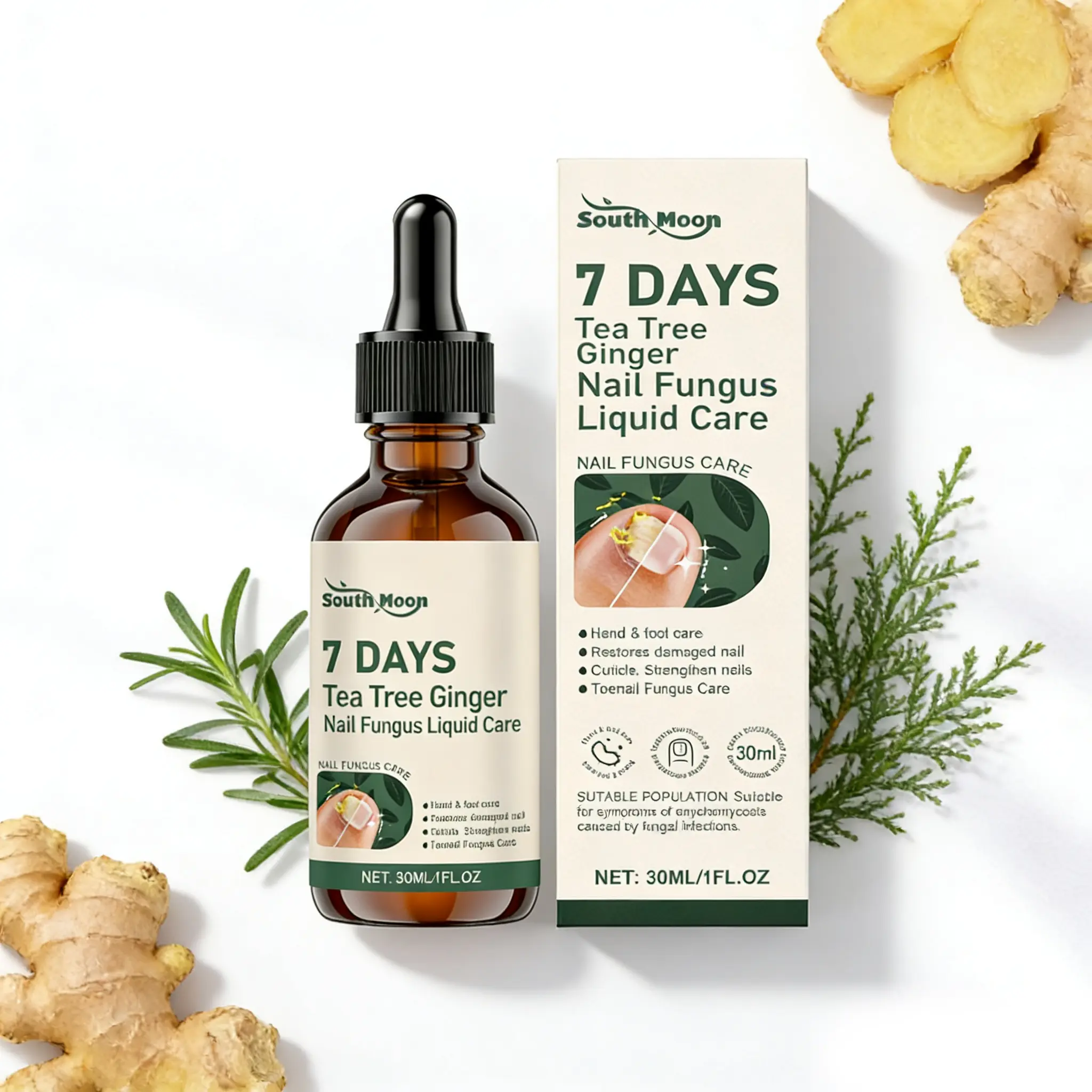 Ginger Moisturizing Nail Serum New Gentle Extra Hydrating Effective: Ginger & Tea Tree Extracts, 100% Vegan & Cruelty-Free, Botanically Enhanced with Natural Ingredients, Professional Nourishing Formula to Repair Protect Strengthen Severely Damaged Nails