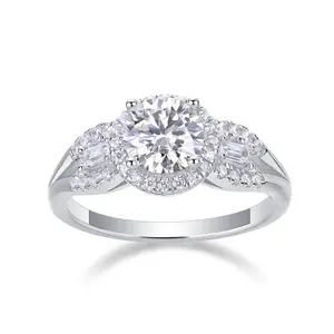 [Freedom] 1CT Synthetic Moissanite Bridal Ring Set for Women Promise Wedding Rings Birthday Anniversary Party Gifts D Color VVS1 Round Cut Engagement Rings for Wife Her S925 Sterling Silver Plated With 18K Gold for Anniversary Wedding Valentines