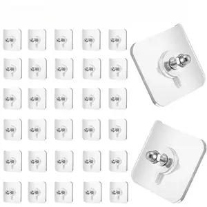 20-Piece No-Punch No-Nail Stickers, Hangable Shelves, Wall Hanging Fastener, Wall Mounted Hook, Mural Decorations, with Screw Caps Organizer, Stainless Steel Material