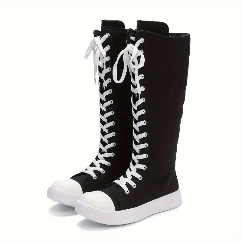 Women's Sneakers, Casual Solid Color High-Top Walking Shoes in Breathable Fabric with Side Zipper and EVA Sole