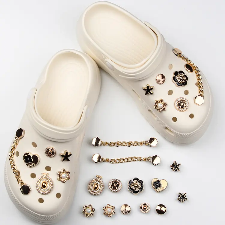 Multi-Style Shoe Charm Set — Featuring Ballet Dancers & Hearts — Trendy Accessories for Clog-Style Shoes — Fashionable Footwear Embellishments — Rhinestone Shoe-Top Decorations — Sparkling Shoe Charms & Pendants — Shoe Beautification Kit