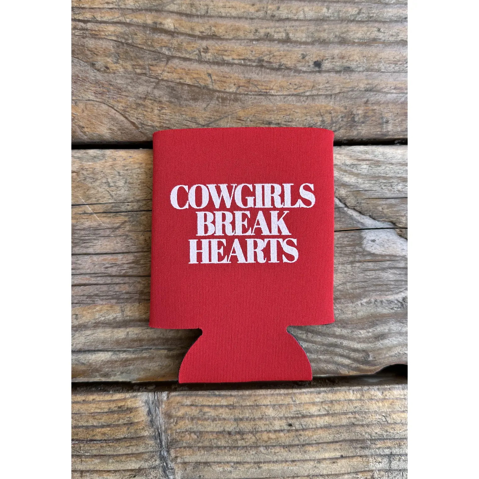 RED "COWGIRLS BREAK HEARTS" KOOZIE