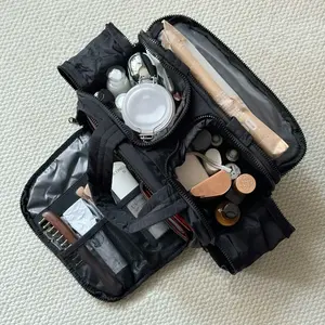 Multi-pocket, multi-compartment large-capacity makeup bag with waterproof section.  Lightweight Large Wide-open Travel Bag for Women, Makeup Bag Organizer with Handle for Accessories,Essentials, Toiletries