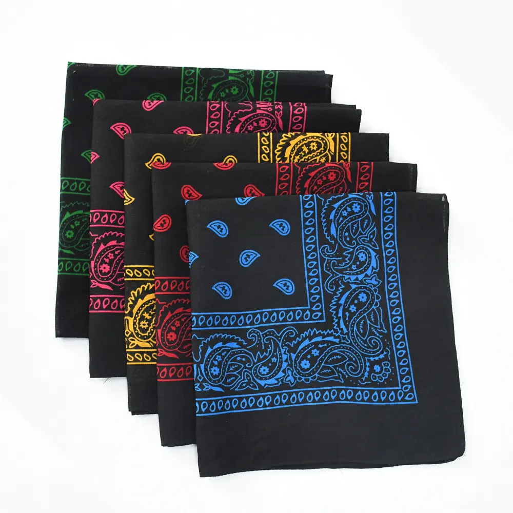 Unisex Vintage Paisley Print Cotton Bandana Scarf - 1/5pcs 21.3" Square Casual Accessory, Headbands, Wrist Wraps, Kerchiefs, Hankies for Men/Women, Trendy Cowboy Cowgirl Hair Accessory