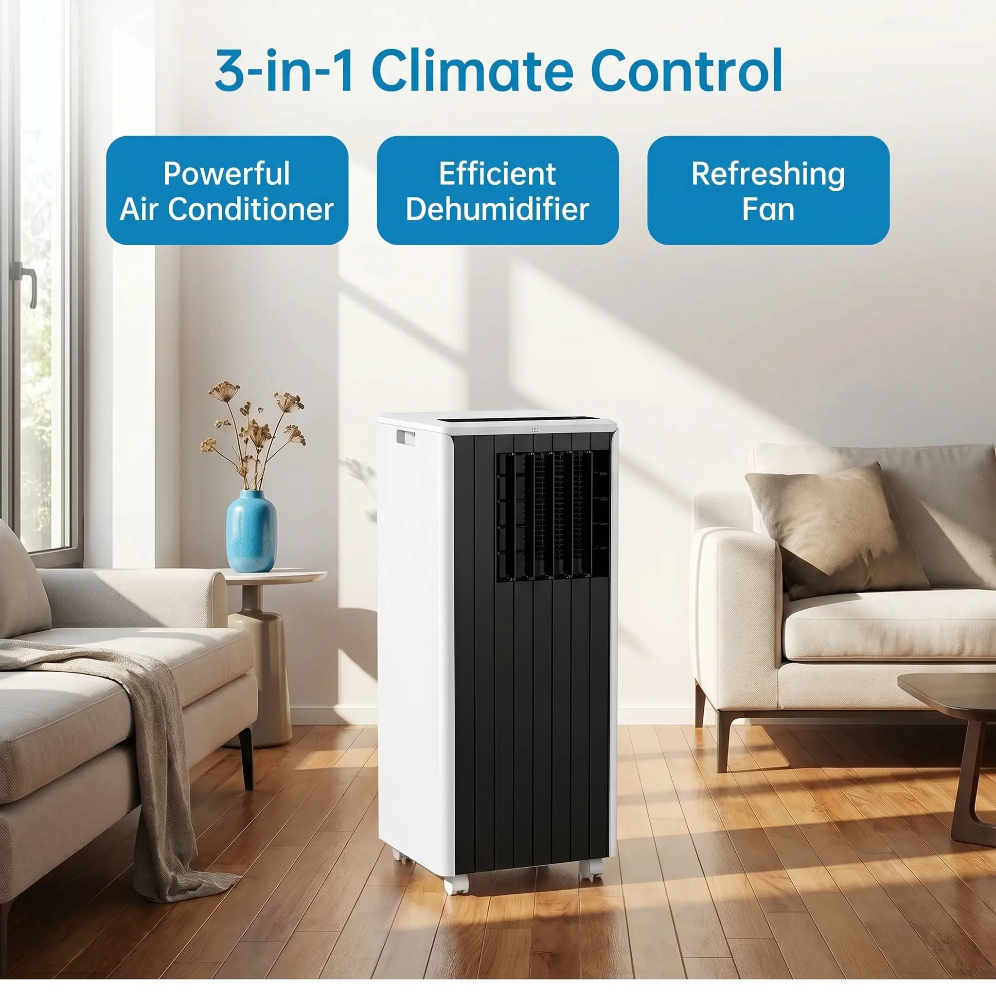 OP-Garvee 8000 BTU Portable Air Conditioner | 3-in-1 Cooling, Dehumidifier & Fan for Rooms Up to 350 Sq. Ft. | 24-Hr Timer, Remote & Full Window Kit