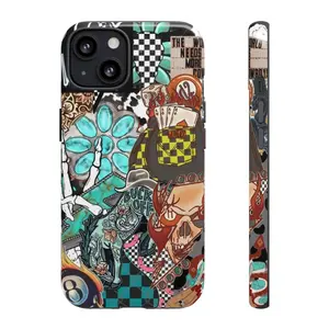 Cowboycore Rubber Smartphone Case - Vintage Motel & Desert Western Aesthetic Cellphone Shell, E-Commerce Phone Accessories for iPhone 13, 14 Pro, 16 Pro Max