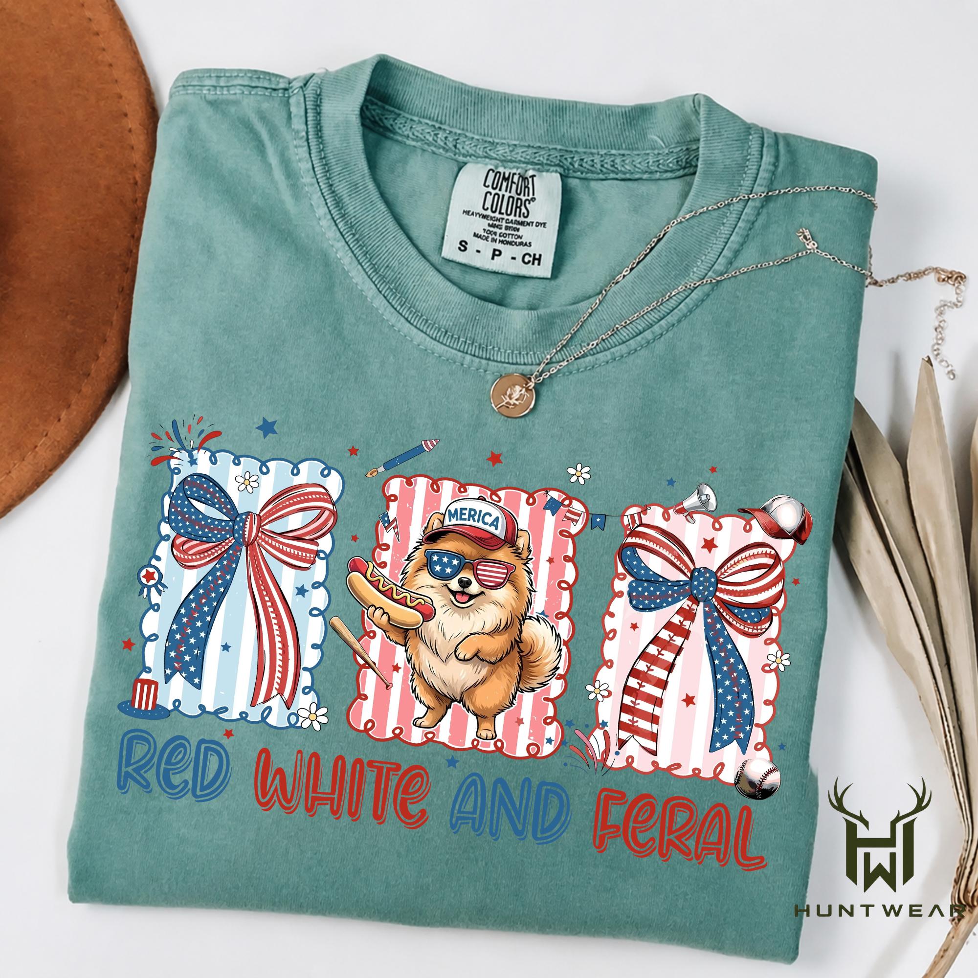 Comfort Colors Red White And Feral Shirt, Funny Patriotic Dog Tee, 4th of July Puppy Graphic Shirt, American Flag Dog Lover Tee, USA Independence Day Shirt, Cute Fireworks Dog Tee, Summer Holiday Shirt, Gift for Dog Lovers