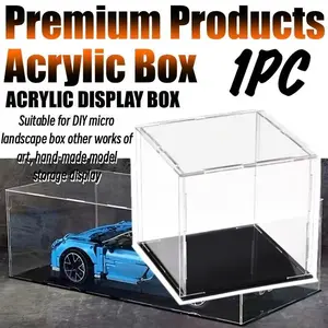 Modern Acrylic Display Box, Transparent Home Decor, Durable Plastic Cube, Minimalist Design, Office Storage Solution