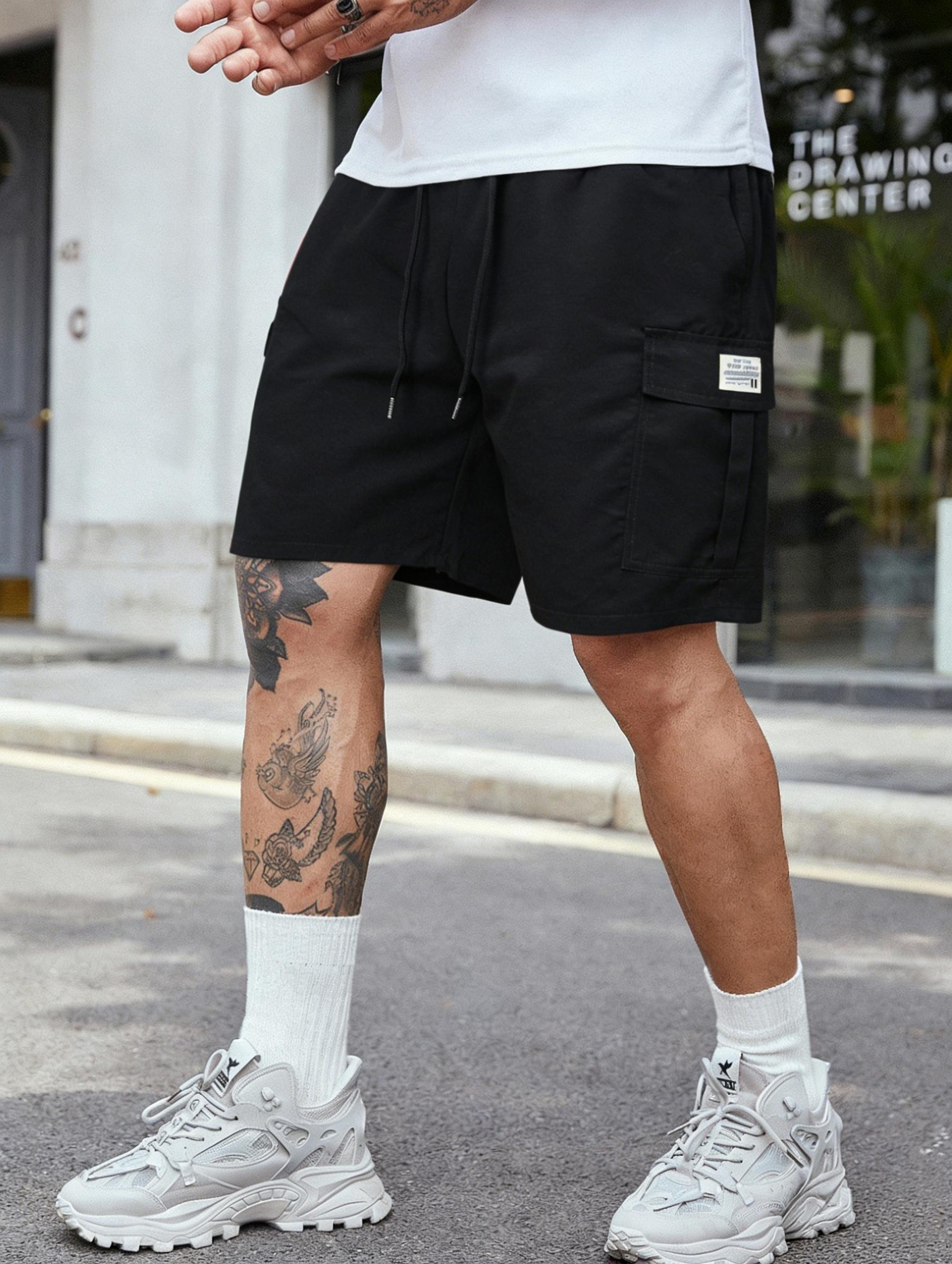 5-pack men’s cargo shorts for summer—loose fit with elastic waistband and drawstring, large side pockets and patch details, windproof breathable fabric, made from wear-resistant material; ideal for casual summer outdoor wear and a wardrobe essential for s