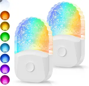 Night Lights Plug Into Wall [2 Pack], Color Changing Night Light for Kids, 8-Color RGB LED Nightlight with Dusk to Dawn Sensor for Bathroom Decor, Children Room, Gift