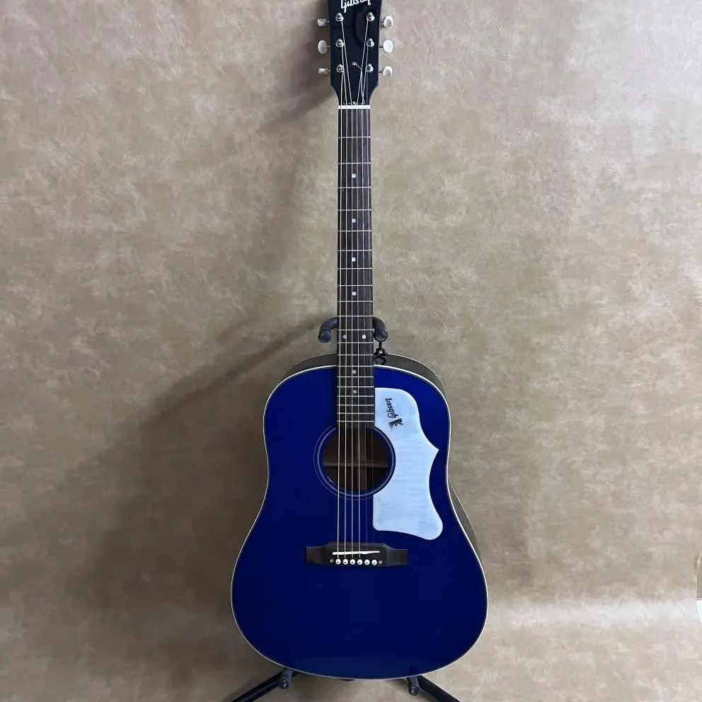 High Quality Wooden GIB Blue J45 6-String Acoustic Guitar - Spruce Top, 20 Frets, Bone Nut, Mahogany & Rosewood Components, Wooden Body, Beginner-Level Warm Tone Practice Musical Instrument