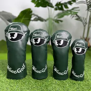 Peter Pan Pattern Golf Club Head Covers, Durable PU Material, Dust-Proof Unisex Accessories, Wood & Hybrid Club Protection