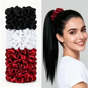 Solid color high-end satin large hair tie, versatile for commuting, high elasticity hair band, women's elegant hair accessory