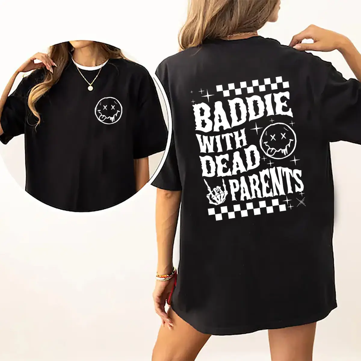 Baddie With Dead Parents T-shirt, Dark Humour Joke Tee, Dead Parents Club Shirt, Family Trauma Shirt, Coping Mechanism Tee