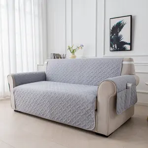 Pure Color Cotton Sofa Cover, Ultrasonic Embossed Pet Sofa Pad, Dustproof Protector, Home Decor, Quilted Sofa Cover, Fits 1-3 Seater, All Seasons