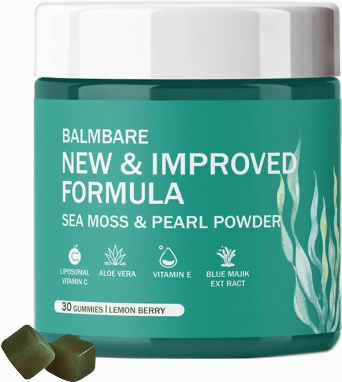 balmbare Revive Hair Gummies - Sea Moss Gummies with Hair, Skin & Nails Vitamins with Seamoss, Pearl Powder, Vitamin E, Aloe Vera, Liposomal Vitamin C, 30 Count