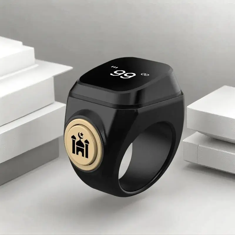 Muslim Modern Tasbeeh Counter Ring - Digital Tasbeeh Counter, 18mm-22mm Sizes, App-Synced Timer Smart Prayer Beads, Waterproof for Daily Worship Reminders, Digital Tasbih Counter