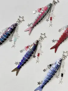 Lifelike Fish-Shaped Bag Charm High Quality Novelty 3d Star And Fish-Shaped Accessories Creative Fishing Lure Keychain For Fishing Enthusiasts Novel Gifts For Fishing Enthusiasts Gift For A Friend Bag Chain Accessories