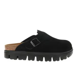 BIRKENSTOCK Womens Boston Chunky Suede Leather Clogs Casual - Black