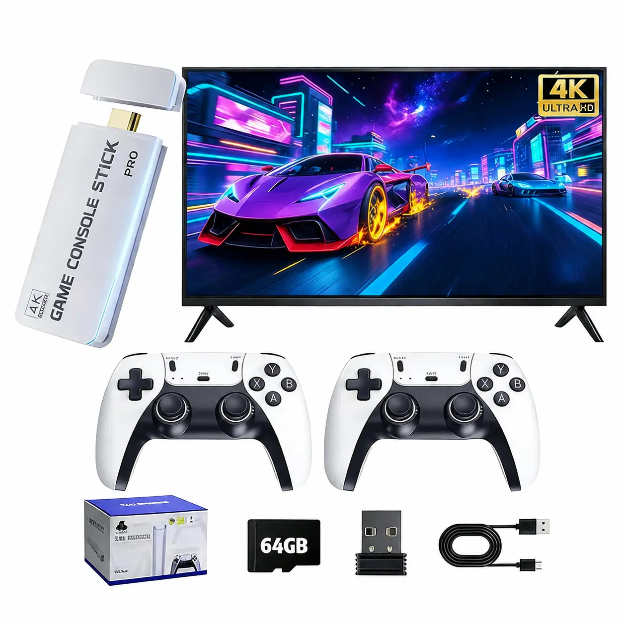 2026 Mass Games Themed Retro Portable Home Console - 40000+ Built-in Titles, 2 Wireless Controllers, Button Design, HDMI Port, Cable, SEO Stick Compatible - Gaming Stuff, Tools And Gadgets, Christmas, Teen Boy Gift For Kids & Adults ZBL