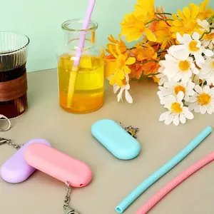 Reusable Silicone Straw with Storage Box, Foldable Portable Drinking Straw, Ideal for Travel, Parties, Gatherings, and Learning