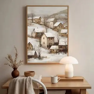 Winter Snow Scene Poster Canvas Wall Art, Unframed Bedroom Decor, Christmas Home Decoration, Holiday Wall Hanging for Living Room Dining Room