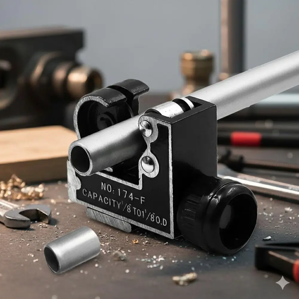 Professional Pipe Cutter Tool Kit 3-28mm Adjustable Multi-Material Cutting for Metal Plastic Copper PVC Aluminum Heavy Duty Portable Compact Ratcheting Tube Cutters Fast-Lock Anti-Slip Rotation Pipe Trimming Workstation Set