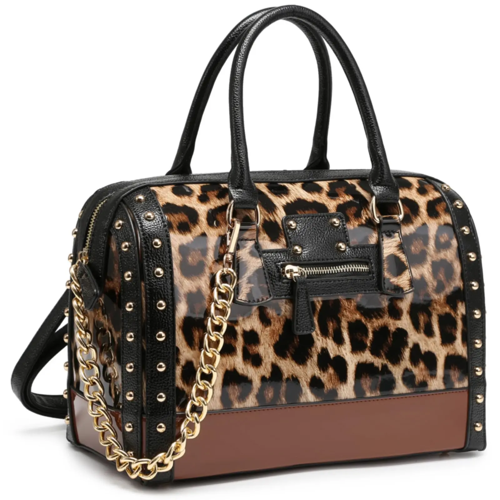 Barrel bags for Women Shiny Patent Faux Leather Handbags simply tote Top Handle purse Rivet Decoration Satchel bags Shoulder bag outdoorfun