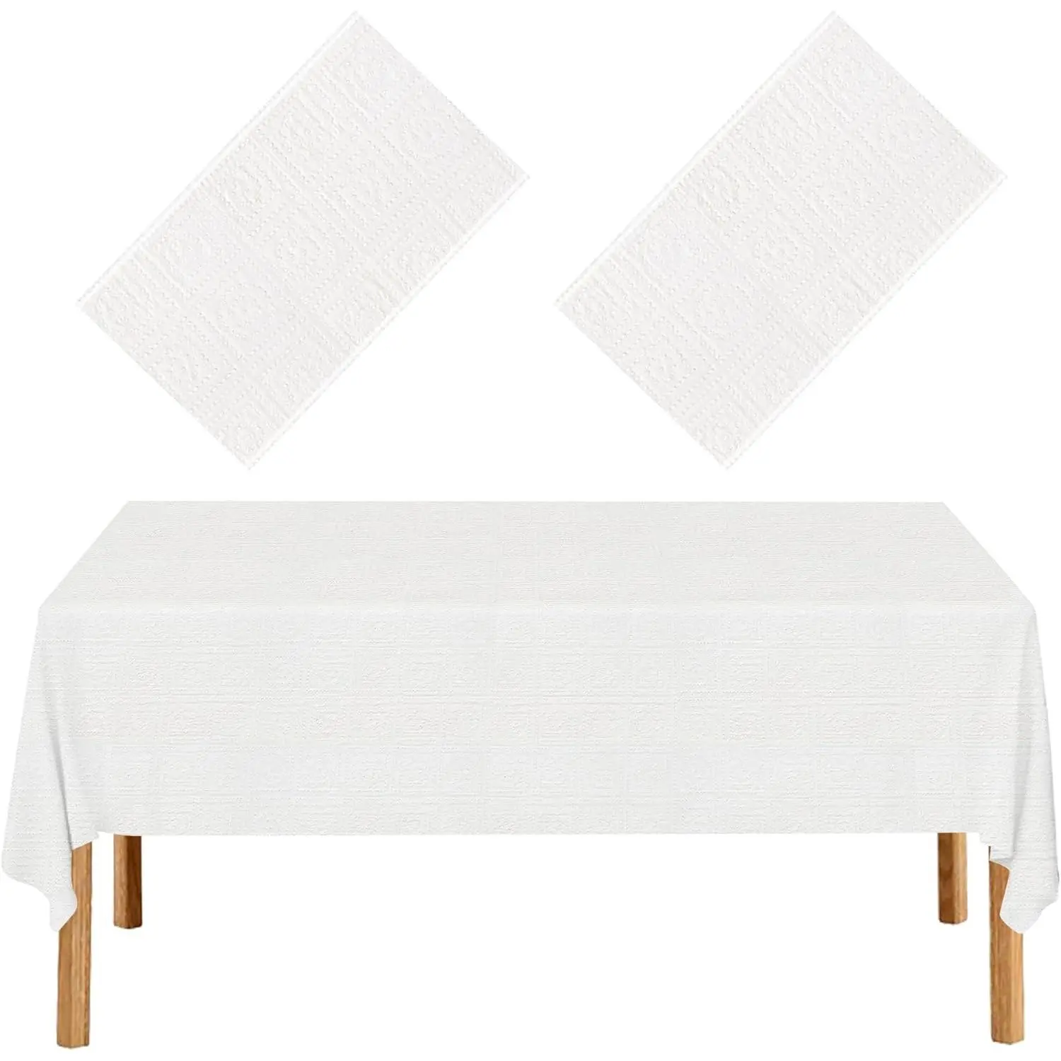 Paper Tablecloths for Rectangle Tables,2 Pack White Paper Tablecloths Disposable Table Cloths,3 Ply Papers & Plastic Quality Table Cover for Parties Wedding Birthday(54'' X 108'')