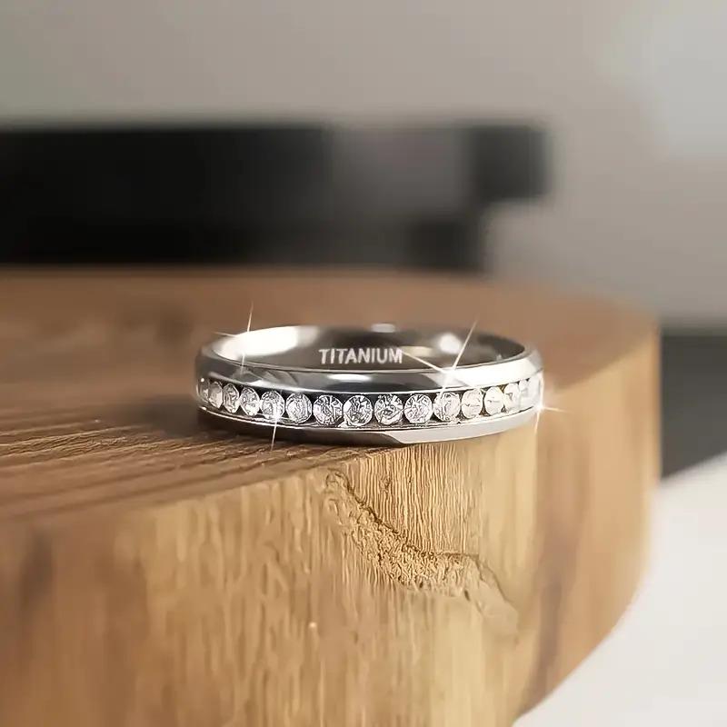 5-Piece Women's Wedding/Engagement Ring Set in Hypoallergenic Titanium Steel with Bohemian Style Round-Cut Zirconia Inlays & Tarnish-Resistant Platinum Plating for Everyday Wear