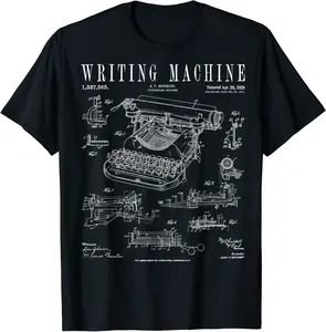 Typewriter Writing Machine Vintage Writer Patent T-Shirt - Vanessaf Shop 75B08M3HHBQC