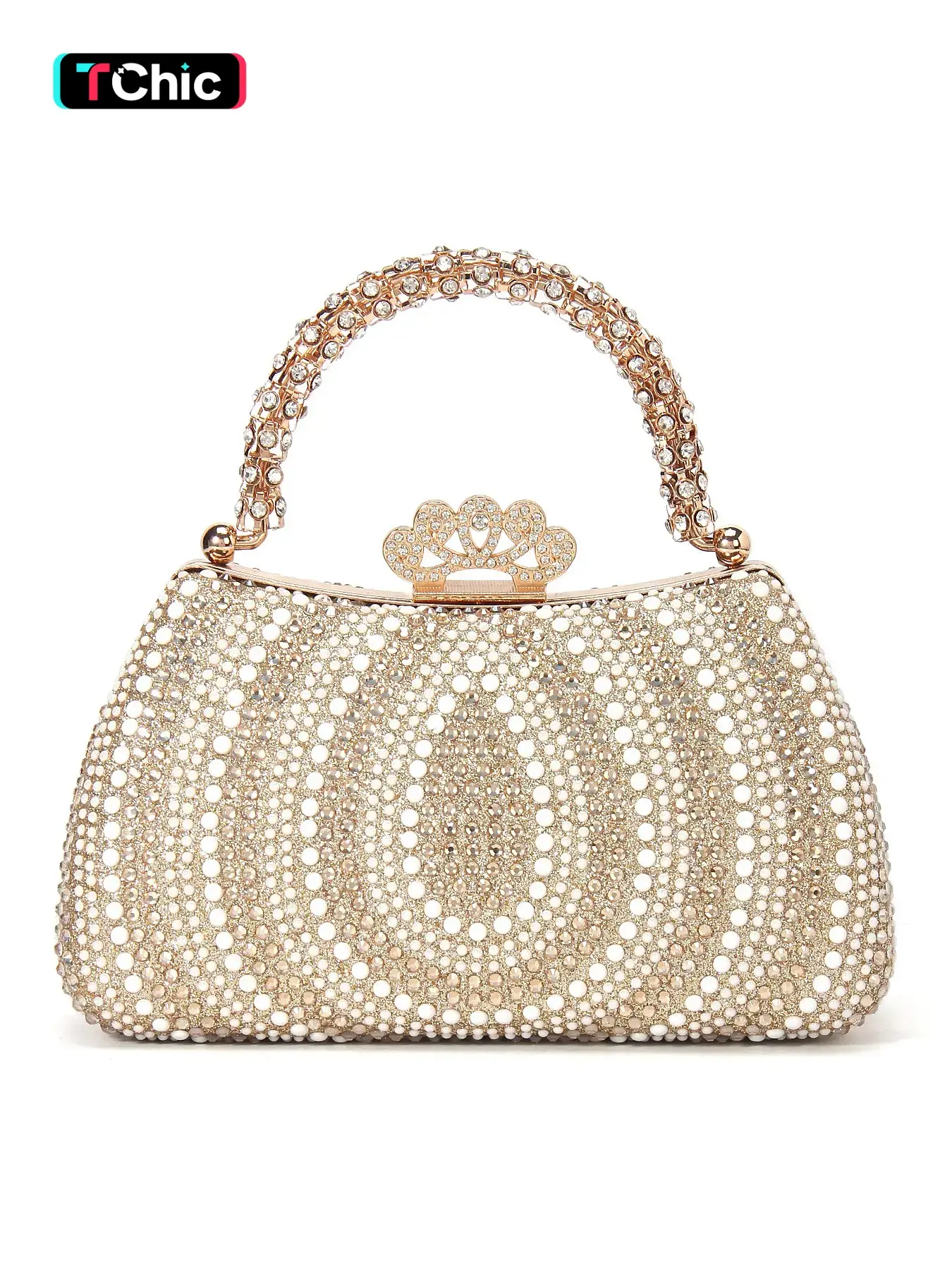 Women's Rhinestone Fashionable Evening Bag, Elegant Handbag with Crystal Handle, Shoulder Strap Crossbody Purse, Elegant Bags, Bling Handbag, Shiny Stylish Bag, Perfect for Parties, Weddings, Christmas